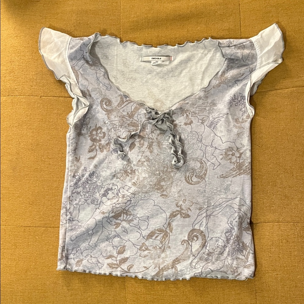 Kimchi Blue Ruffle Sleeve Floral Blouse